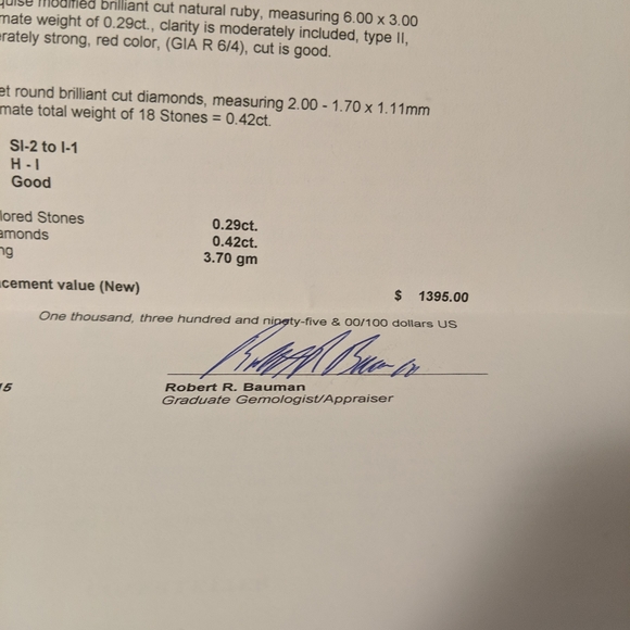 Genuine Ruby 14k gold ring with diamond accents - Picture 7 of 7